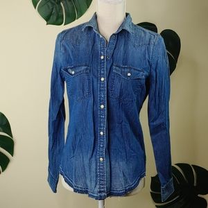 🌿AE🌿 slim fit button down distressed